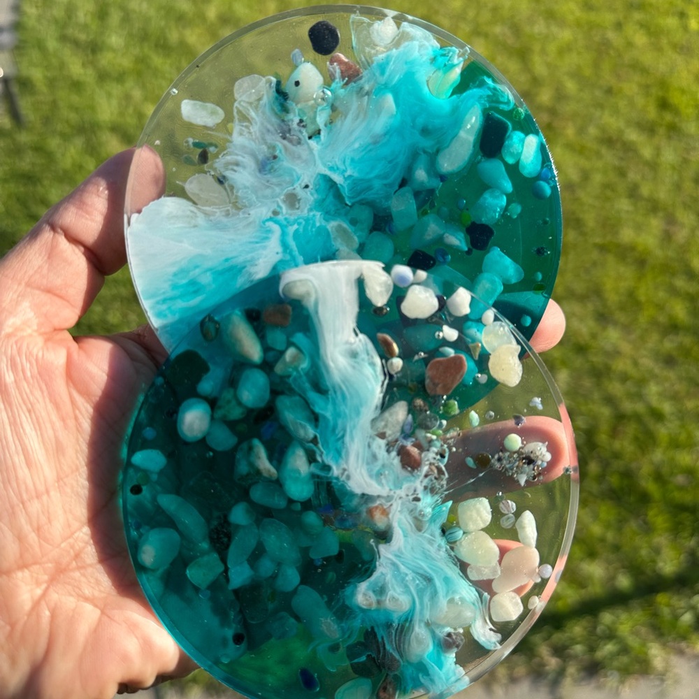 These are also made to order. 
Handcrafted Resin Coasters